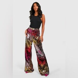 Boohoo Multicolor Sequin Flare Pants